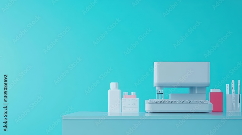 Poster Automated cholesterol level screening for preventive care front view, demonstrating efficiency and early detection, technology tone, Splitcomplementary color scheme
