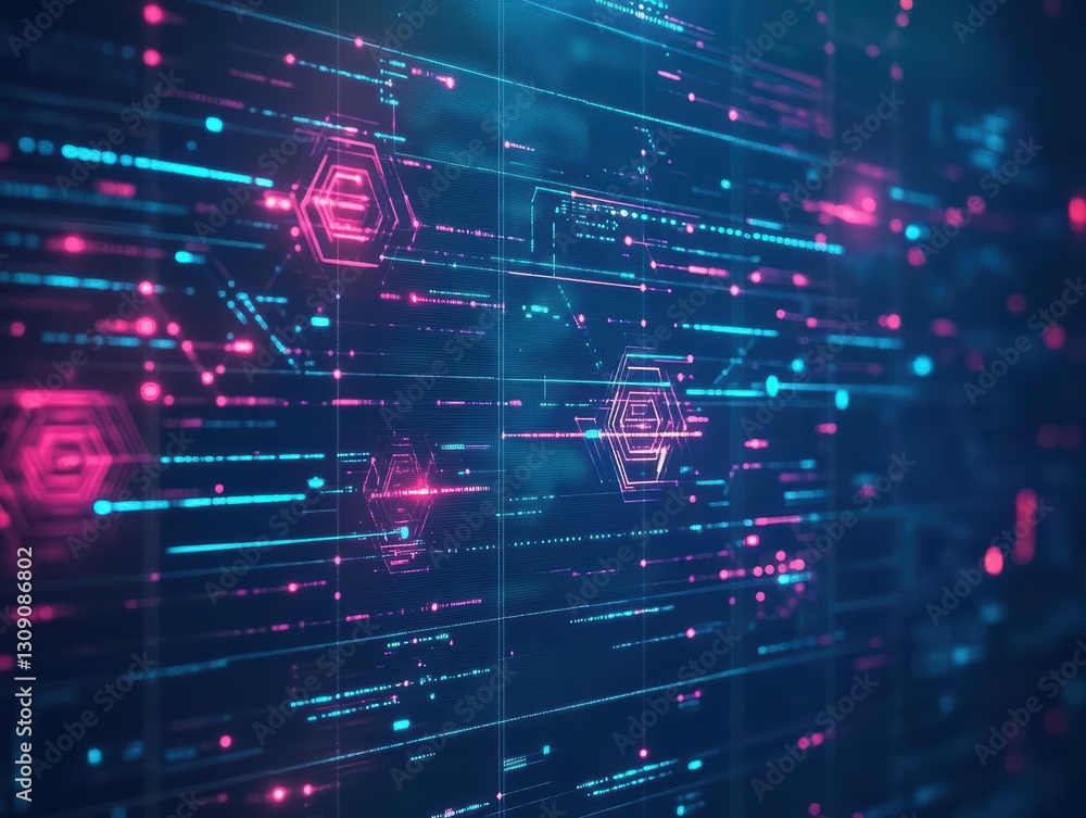 Poster futuristic abstract background with dynamic geometric shapes and vibrant colors creating a modern ae