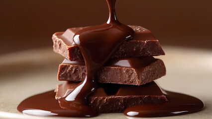 A close-up chocolate has slightly broken edges, revealing its rich and creamy interior.