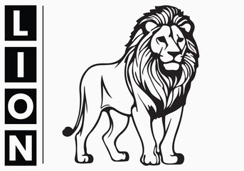 Naklejka premium Lion Silhouette Vector Illustration – Majestic Wildlife Logo Design