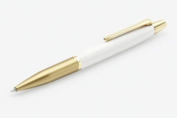 Naklejka premium Elegant White Gold Pen on White Background.