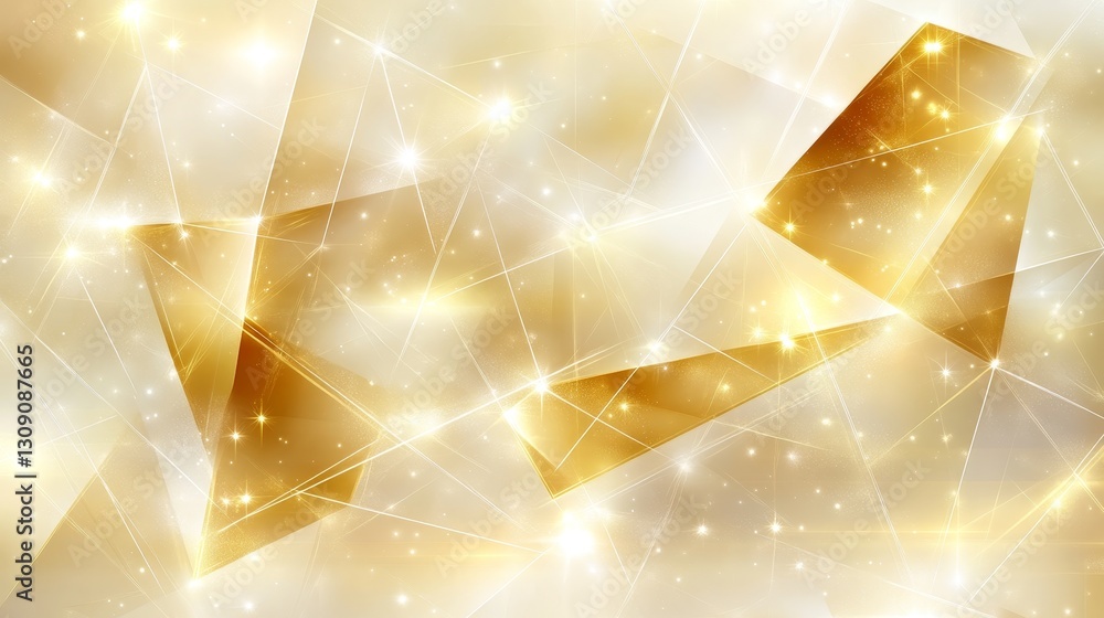 Aufkleber abstract geometric background, golden pattern with sharp edges on luminous and dynamic composition