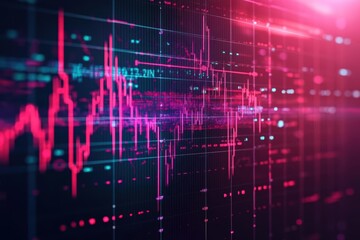 Fototapeta premium Vibrant Pink and Blue Abstract Background with Data Line Creating a Modern Digital Aesthetic Ideal for Technology and Creative Design Projects