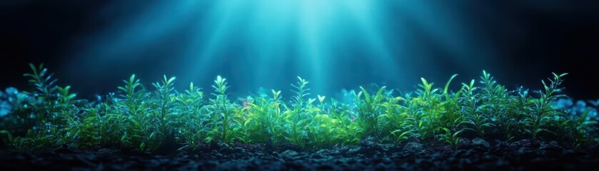 Fototapeta premium Vibrant Green Plant Illuminated by Soft Natural Light from Above Creating a Calm and Refreshing Atmosphere in a Lush Indoor Space for Relaxation