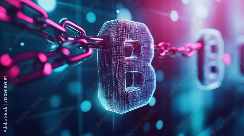 Poster a symbolic lock and chain representing digital security on a computer screen evokes themes of protec