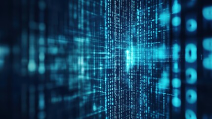 Fototapeta premium Intricate Dark Blue Background Filled with Repetitive Binary Code Creating a Futuristic and High-Tech Atmosphere for Digital Innovation and Technology