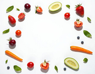Vibrant Fruits and Vegetables Frame: A Fresh and Colorful Still Life