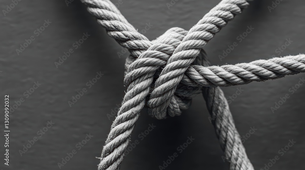 Poster intricate knot tightly bound against a dark background symbolizing unity strength and connection in 