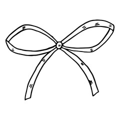Fototapeta premium Ribbon bow hand drawn element isolated. Decoration for holiday design or greeting card. Vector illustration