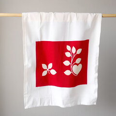 Red and white tea towel