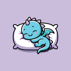 Adorable Sleeping Baby Dragon on a Pillow: Cute Cartoon Fantasy