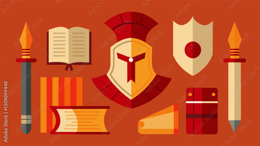 Poster the gladiators armor and weapons rep by books and scrolls the new tools of the trade for those who e
