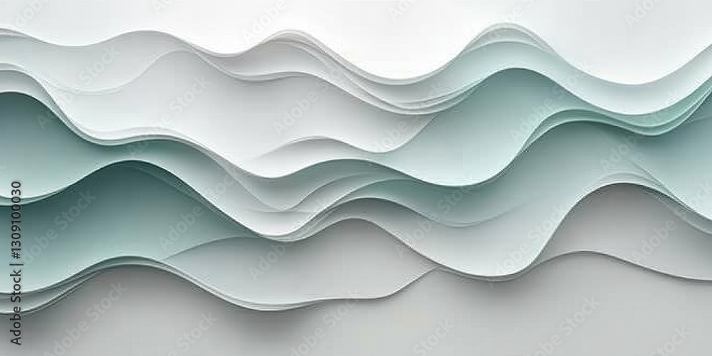 Aufkleber 3d low profile style, delicate wave texture pattern in monochromatic colors as abstract background