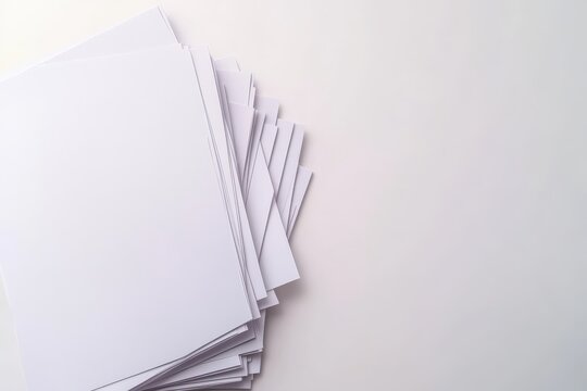 Stack of Blank Papers on White Background.