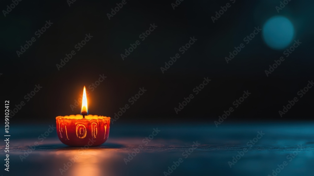 Aufkleber softly glowing candle illuminating a cozy table setting with warm light creating a tranquil atmosphe