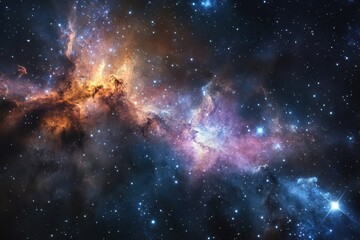 Fototapeta premium Celestial nebula showcasing vibrant colors and star formation in deep space
