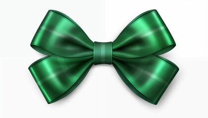 green stripe satin ribbon bow isolated