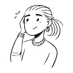 A girl with a ponytail is smiling