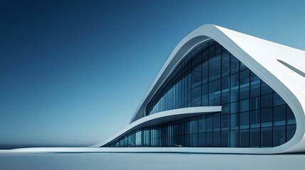 Fototapeta premium A modern office building with curved glass windows 