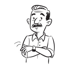 A man with a mustache and a watch on his wrist