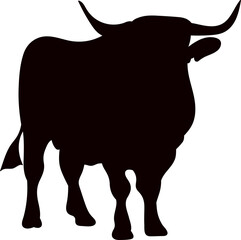 buffalo, bull silhouette, vector on white background