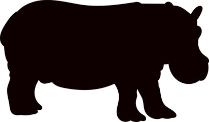 hippopotamus silhouettes, vector on white background