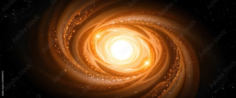 Aufkleber Swirling cosmic body with bright central core and trailing arms against backdrop of deep space