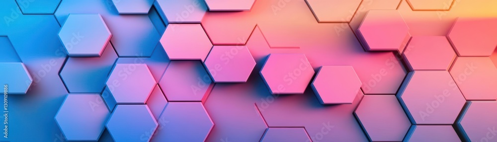 Poster vibrant and colorful abstract background featuring interlocking hexagons in vivid shades creating a 