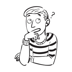 A man is looking at something and is thinking