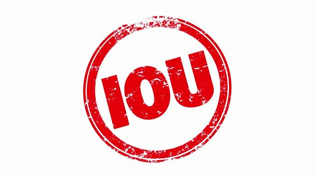 IOU I Owe You Debt Promise Pledge Repay Money Round Red Stamp Animation