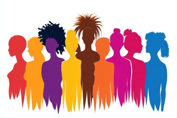 Diverse Silhouettes of Women with Unique Hairstyles and Colors