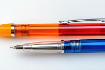 Colorful Pens on White Background.