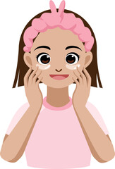 girl apply eye bag facial mask