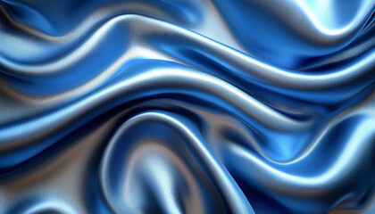 Fototapeta premium Elegant navy blue satin fabric draped gracefully, showcasing smooth texture and rich color. Perfect for luxurious decor or fashion designs