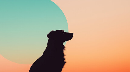 A clean, elegant composition featuring a dog’s silhouette against a gradient background, softly blending into neutral tones. Modern minimalism, high-contrast aesthetics, elegant pet branding