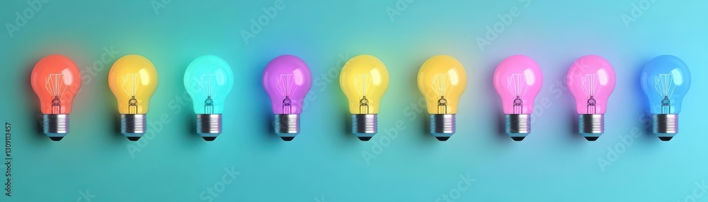 Poster a row of vintage light bulbs with one illuminated creating a warm and inviting atmosphere perfect fo