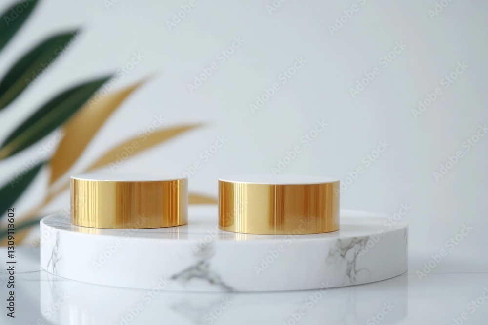 Aufkleber elegant display of luxury golden accents on white marble with minimalistic design elements enhancing