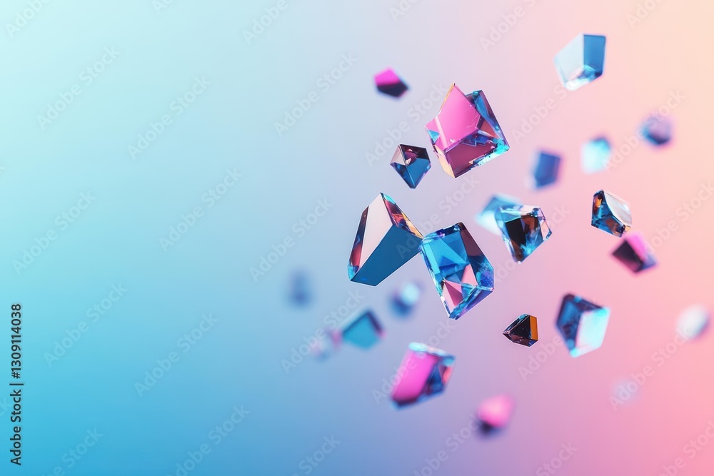 Poster Vibrant Display of Multicolored Crystals Glimmering Under Soft Light Showcasing a Kaleidoscope of Colors and Intricate Natural Patterns in Harmony