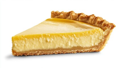Delicious Creamy Lemon Cheesecake Slice Sweet Dessert Golden Crust Bakery Pastry Treat Homemade Recipe Food Photography Studio Shot Isolated White    