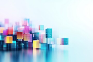 Vibrant Cityscape under a Clear Blue Sky with Modern Architecture and Bustling Streets Capturing Urban Energy and Dynamic Lifestyle in a Metropolis