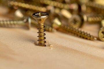 yellow metal self tapping screws for fixing wooden boards and other wood products
