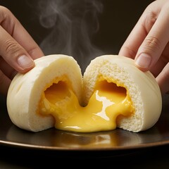 Steaming Hot Lava Custard Bun – Decadent Dim Sum Delight