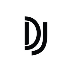 Fototapeta premium DJ monogram logo design letter text name symbol monochrome logotype alphabet character simple logo