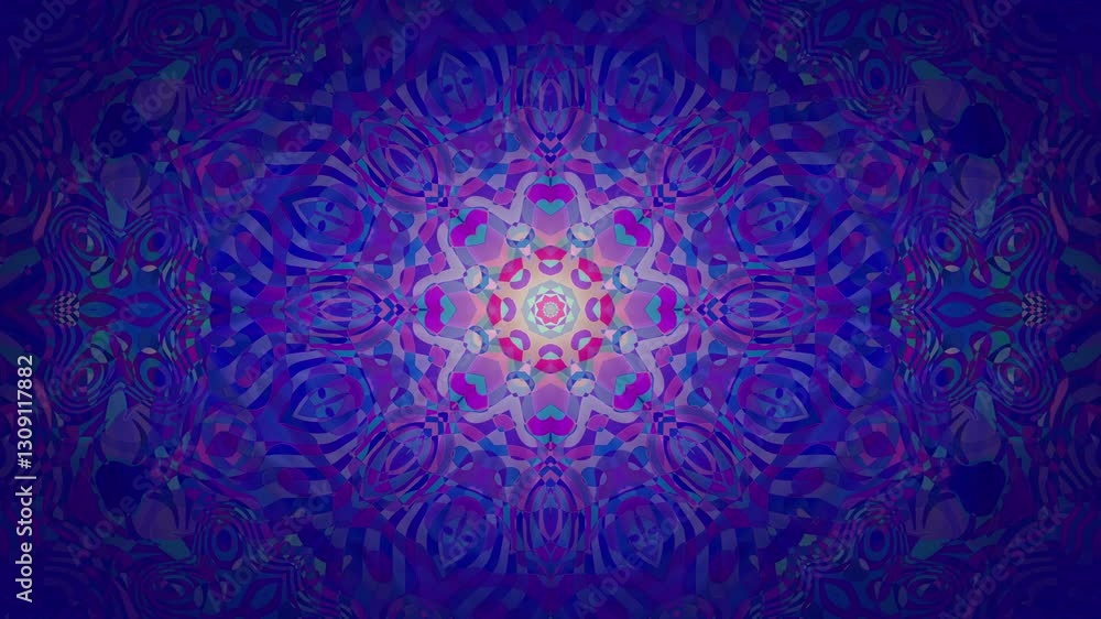 Poster loopable psychedelic kaleidoscope with vibrant swirling mandala patterns - mesmerizing motion, shift