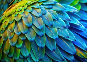 Obraz premium Macaw feather hues inspire stunning blue and green food photography; culinary artistry.