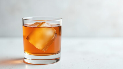 classic old fashioned cocktail sits alone crisp white