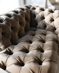 Obraz premium A brown velvet couch with a white cushion