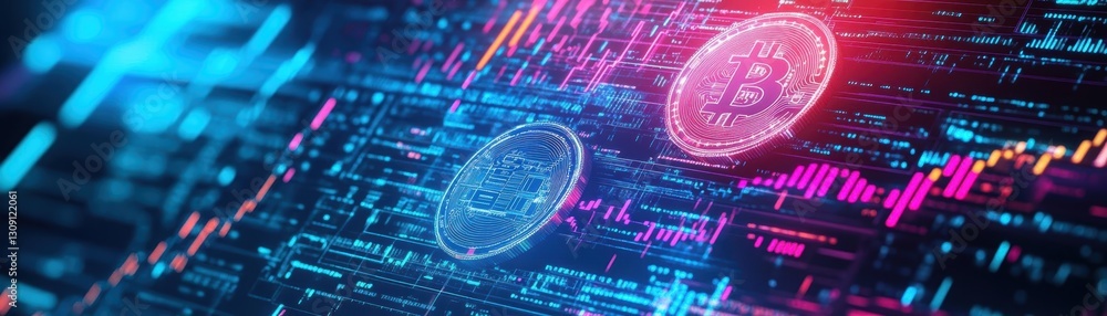 Poster intricate representation of bitcoin in a cryptic underworld setting evoking mystery and digital curr