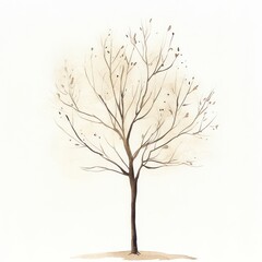 Obraz premium Watercolor Bare Tree Illustration