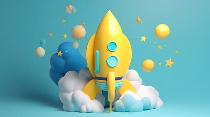 Colorful Rocket Launch into the Cosmos